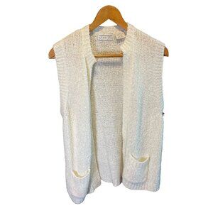 Vintage 90s Contemporary Classics Long White Sleeveless Cardigan Sweater Sz L